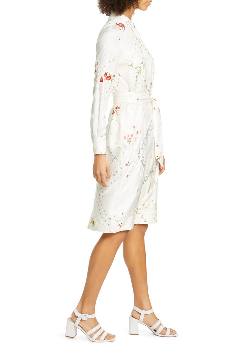 Tory Burch Long Sleeve Floral Silk Shirtdress, Alternate, color,