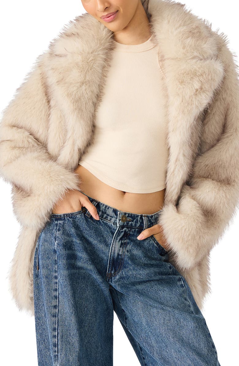 Steve Madden Kindra Faux Fur Coat, Main, color, Natural