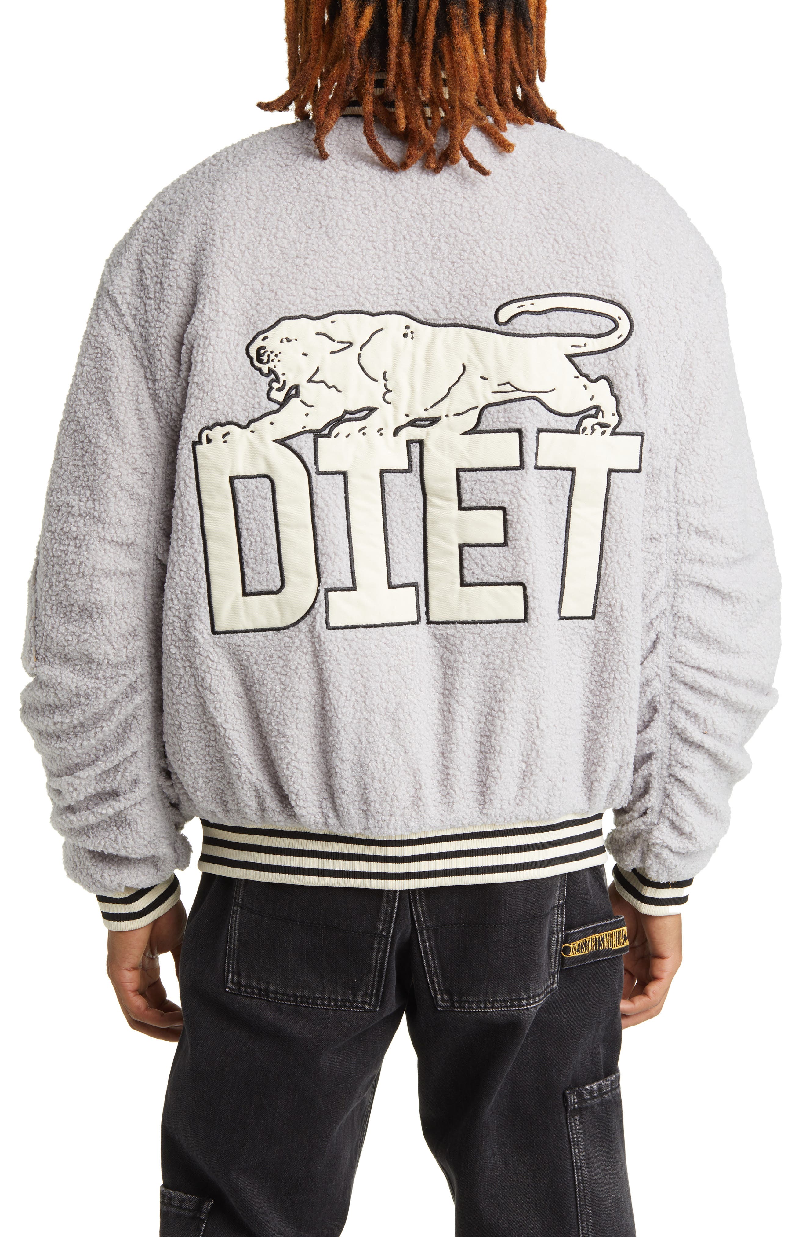 DIET STARTS MONDAY Panther High Pile Fleece Bomber Jacket (Men ...