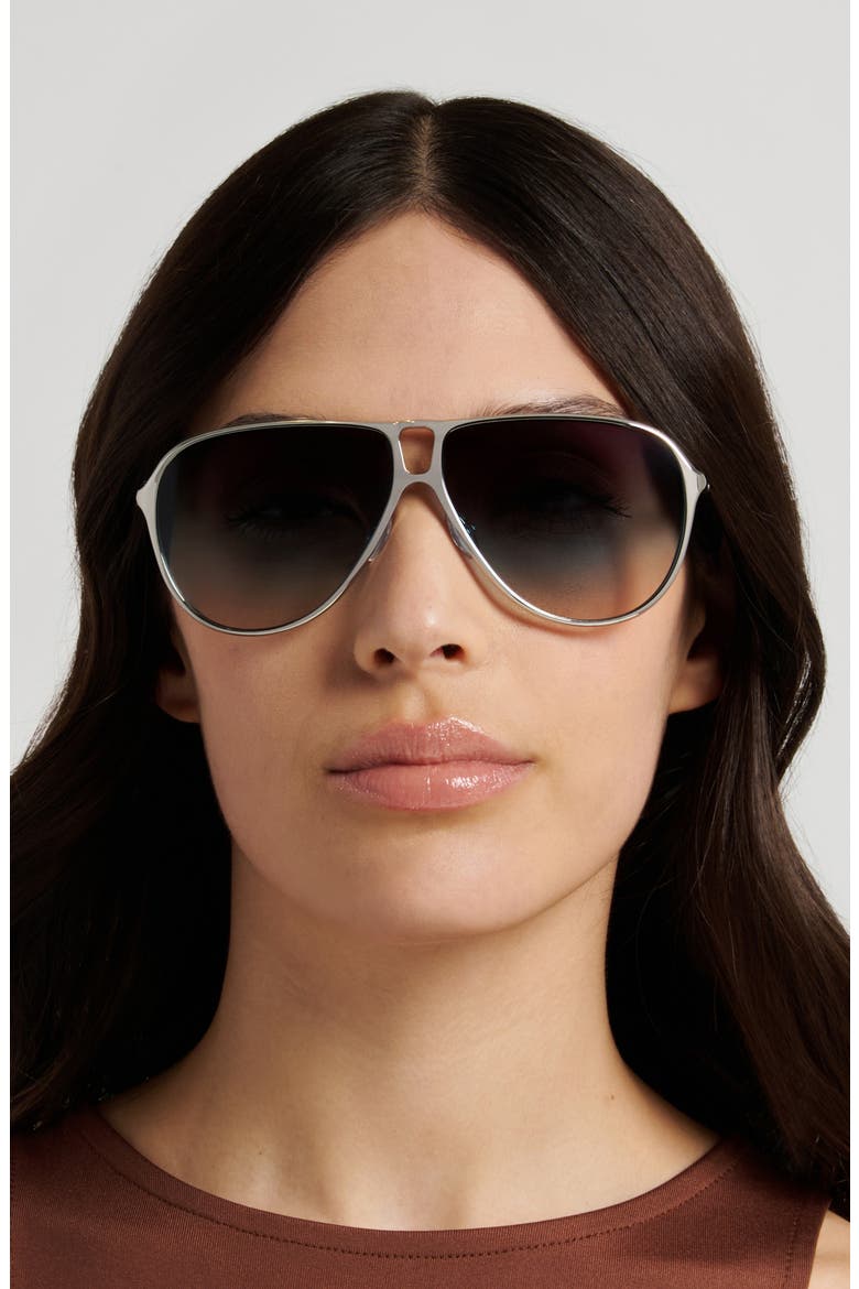 60mm Gradient Pilot Sunglasses, Alternate, color, GOLD/BROWN