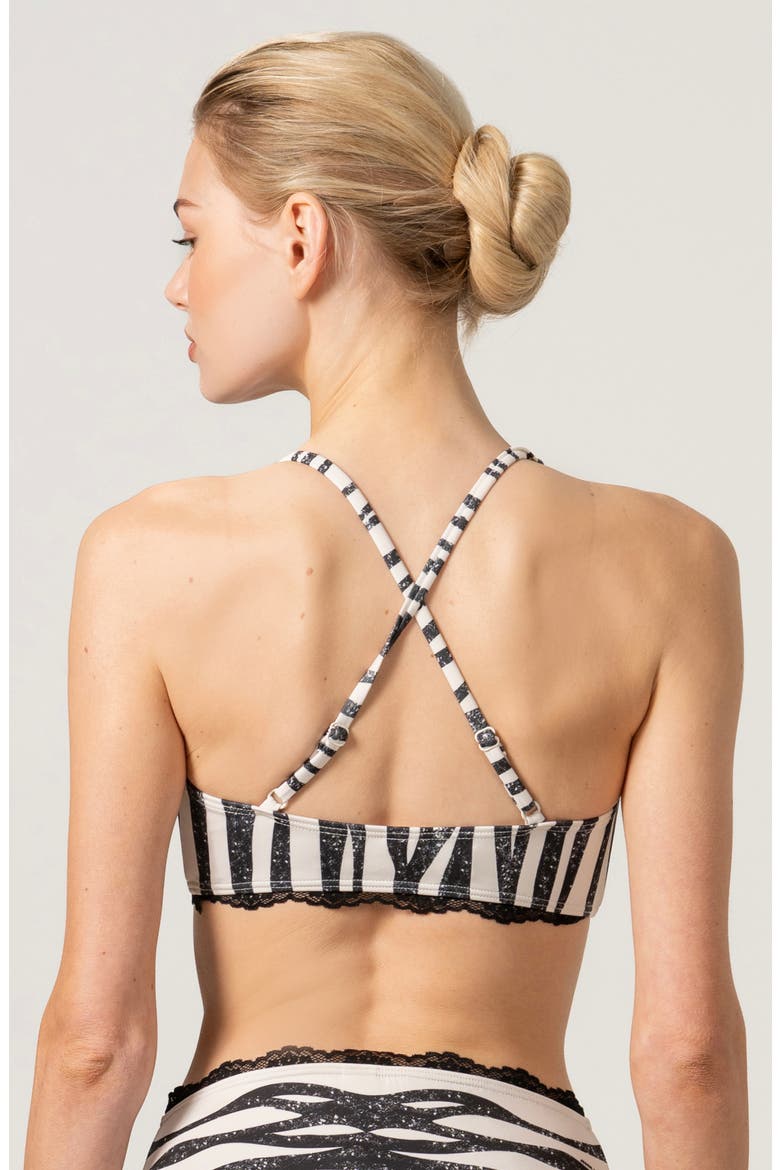 Zebra Stripe Bikini Top, Alternate, color, White
