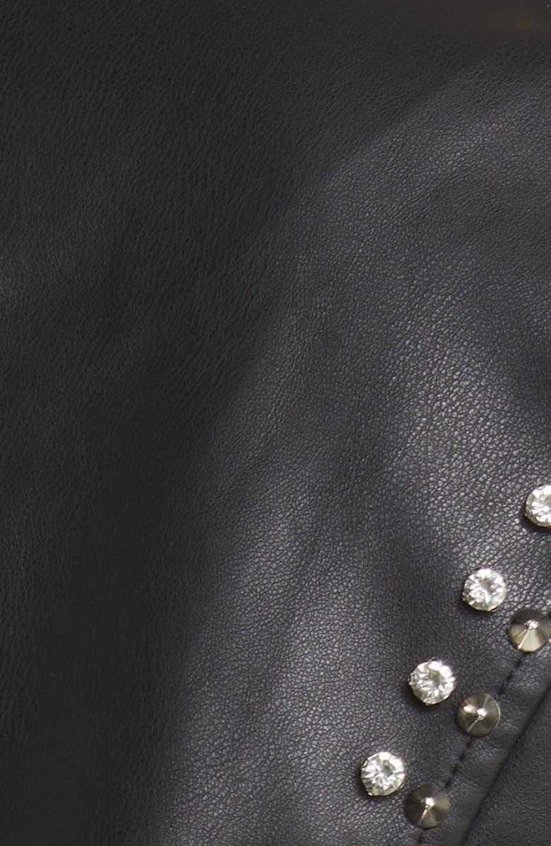 AZALEA WANG Studded Faux Leather Moto Jacket, Alternate, color, 