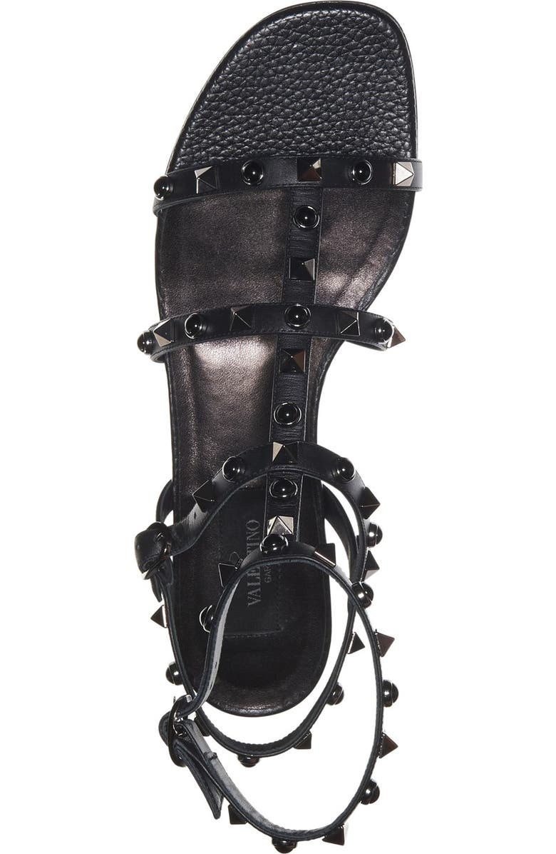 Valentino Garavani 'Noir Rolling' Rockstud Sandal, Alternate, color,