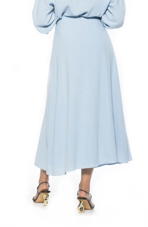 Shop Alexia Admor Brilyn Linen Midi Skirt In Blue