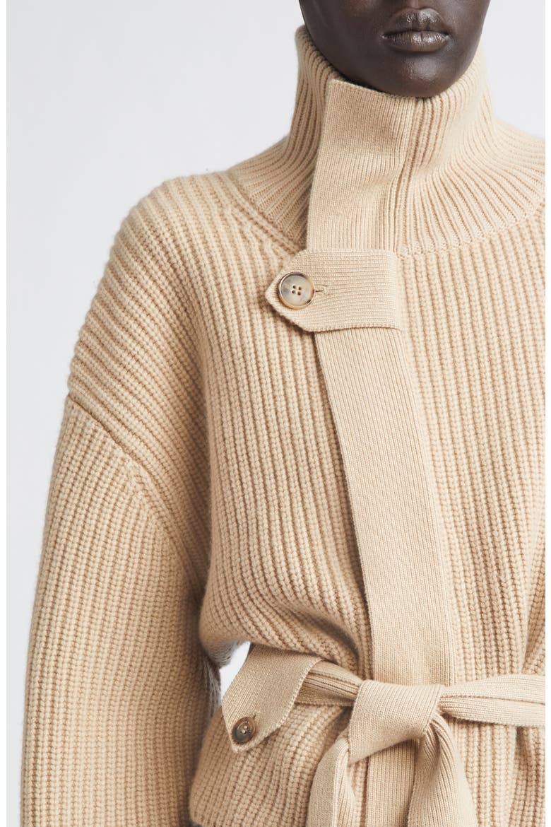 The Neal Belted Cashmere Zip Cardigan, Alternate, color, CAMEL