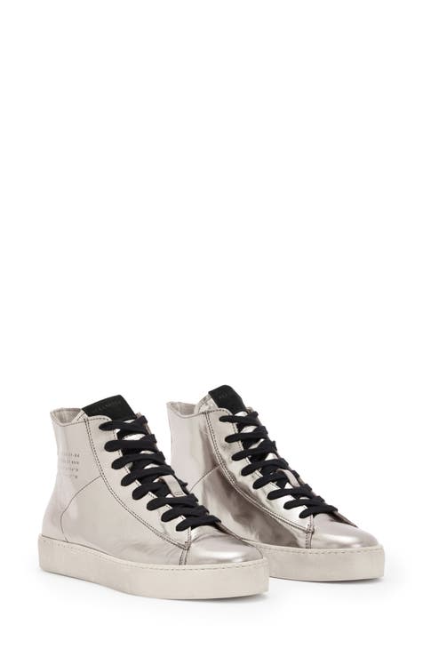 High top metallic sneakers on sale