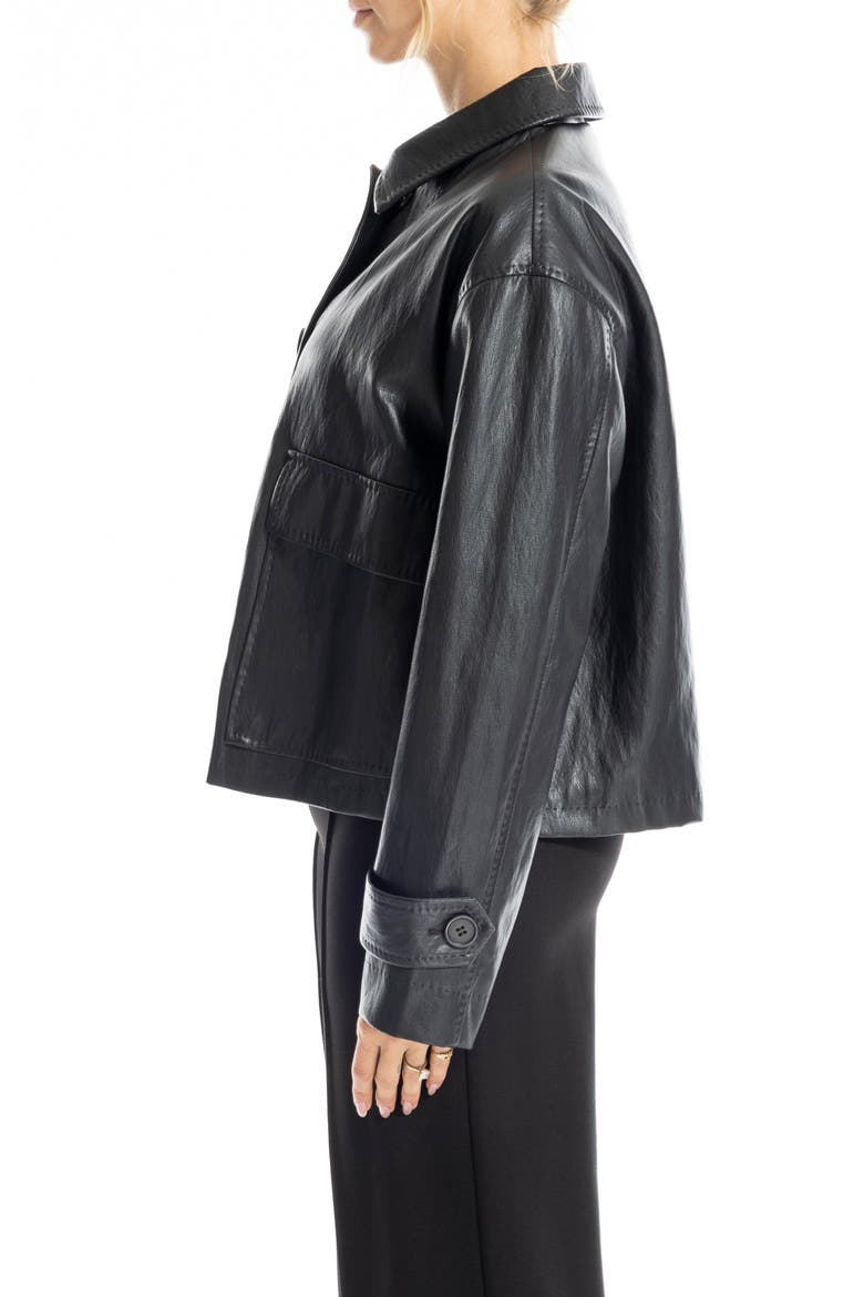 Faux Leather Crop Jacket, Alternate, color, BLACK
