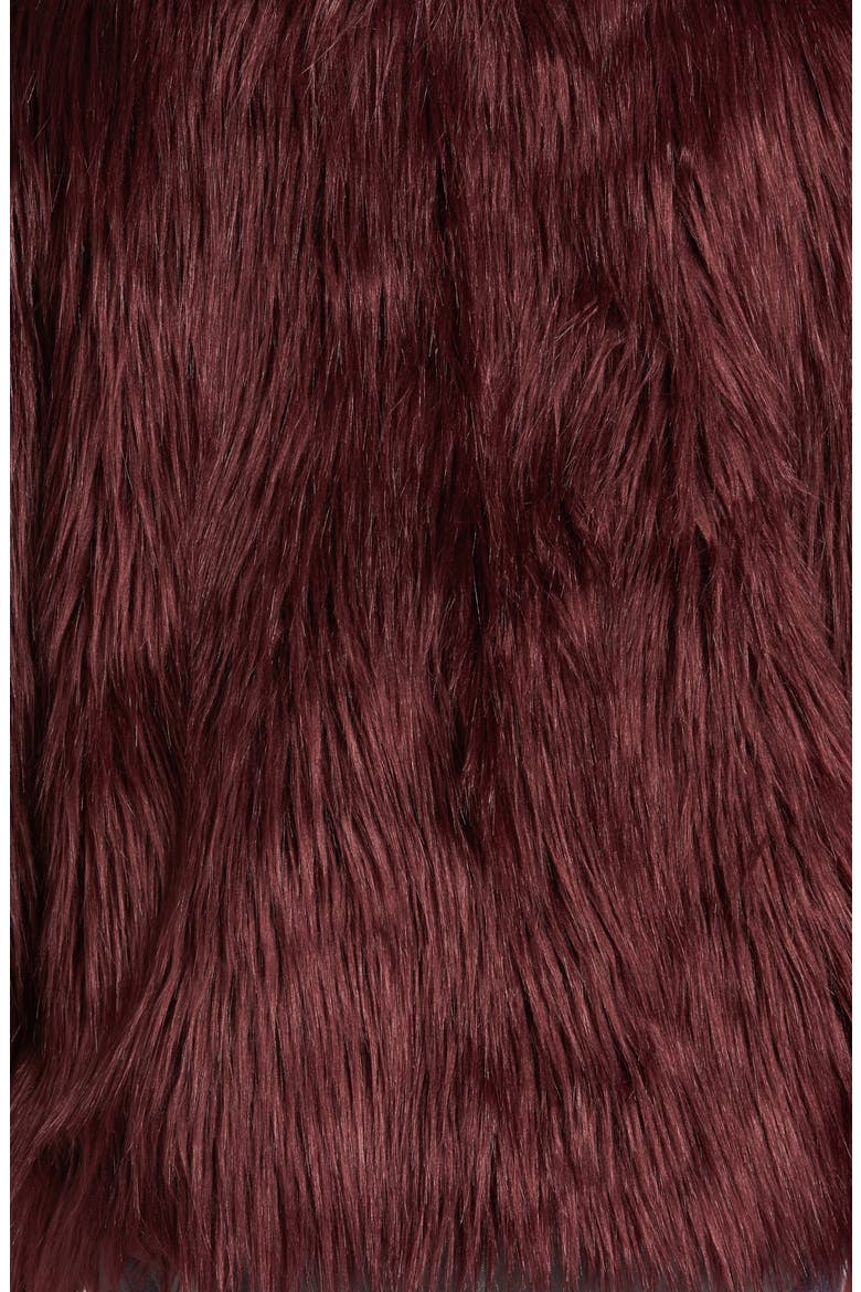 Faux Fur Jacket, Alternate, color, BURGUNDY