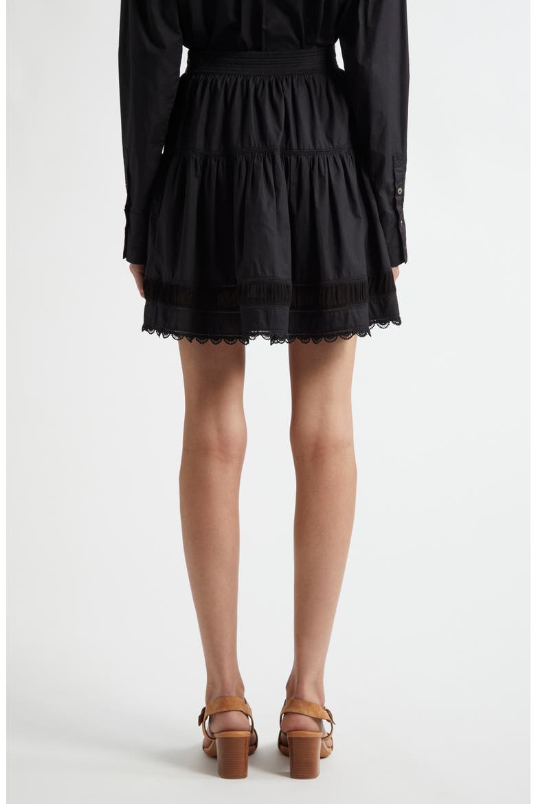 Ayla Tiered Cotton Skirt, Alternate, color, NOIR