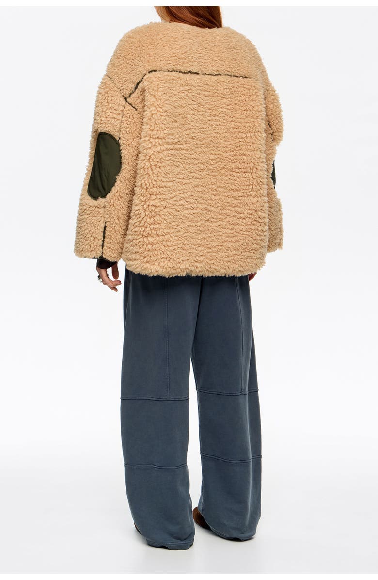 Bimba y Lola Fur Coat With Hook Eye Clasps, Alternate, color, Camel