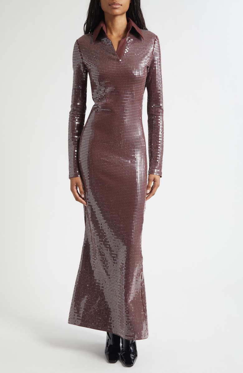 CONNER IVES Long Sleeve Sequin Jersey Dress, Main, color,