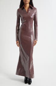 CONNER IVES Long Sleeve Sequin Jersey Dress