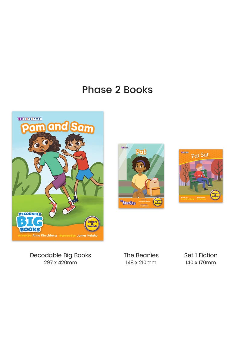 Beanstalk Books Decodable Big Books Fiction - 6 XL Books Phase 2-4, Alternate, color, Multicolored