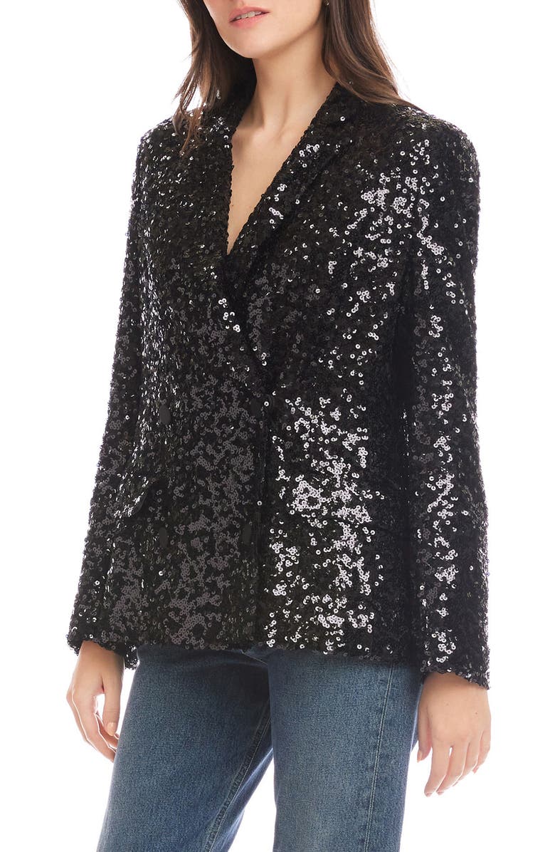 FIFTEEN TWENTY Loretta Sequin Blazer, Alternate, color, Black