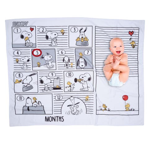 Snoopy Milestone Photo Opportunity Fleece Baby Blanket