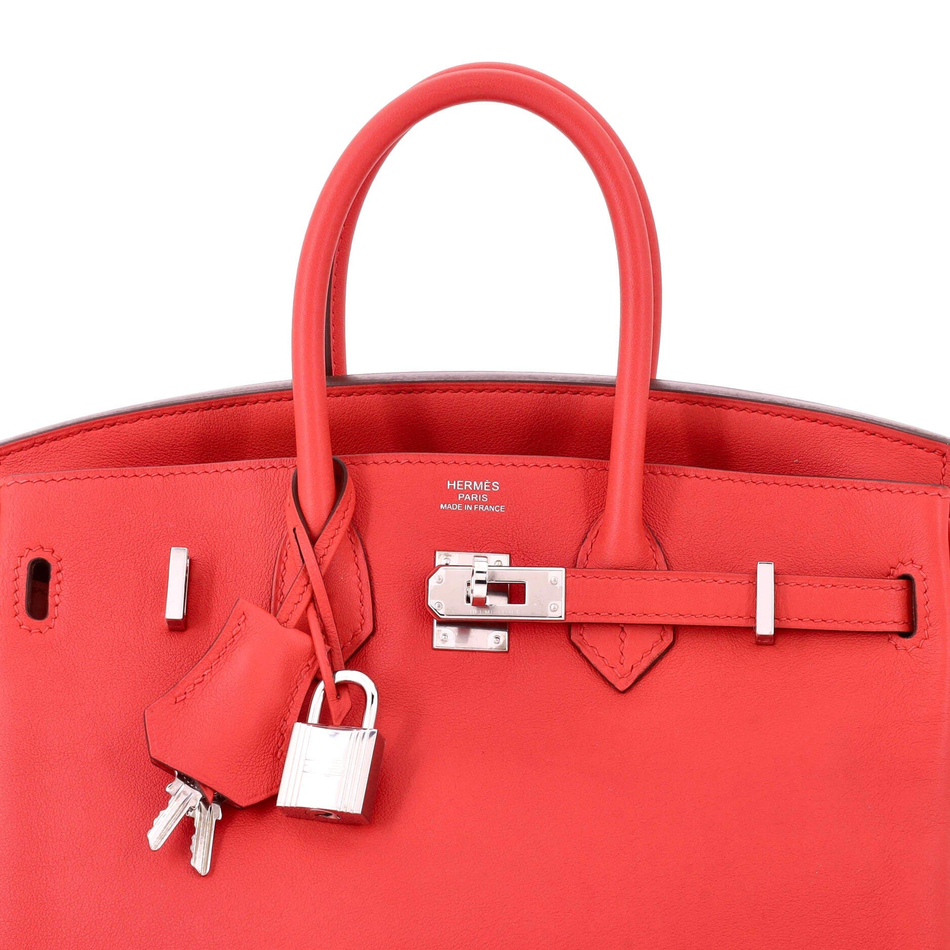 Pre-Owned Hermes Birkin Handbag Red Swift with Palladium Hardware 25, Alternate, color, 