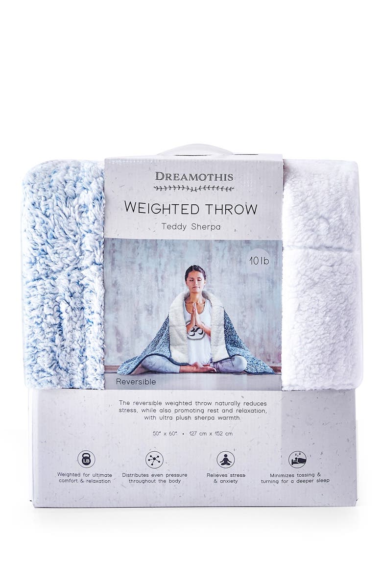 DREAMOTHIS Teddy Faux Shearling Reversible Weighted Throw Blanket - Blue, Alternate, color,