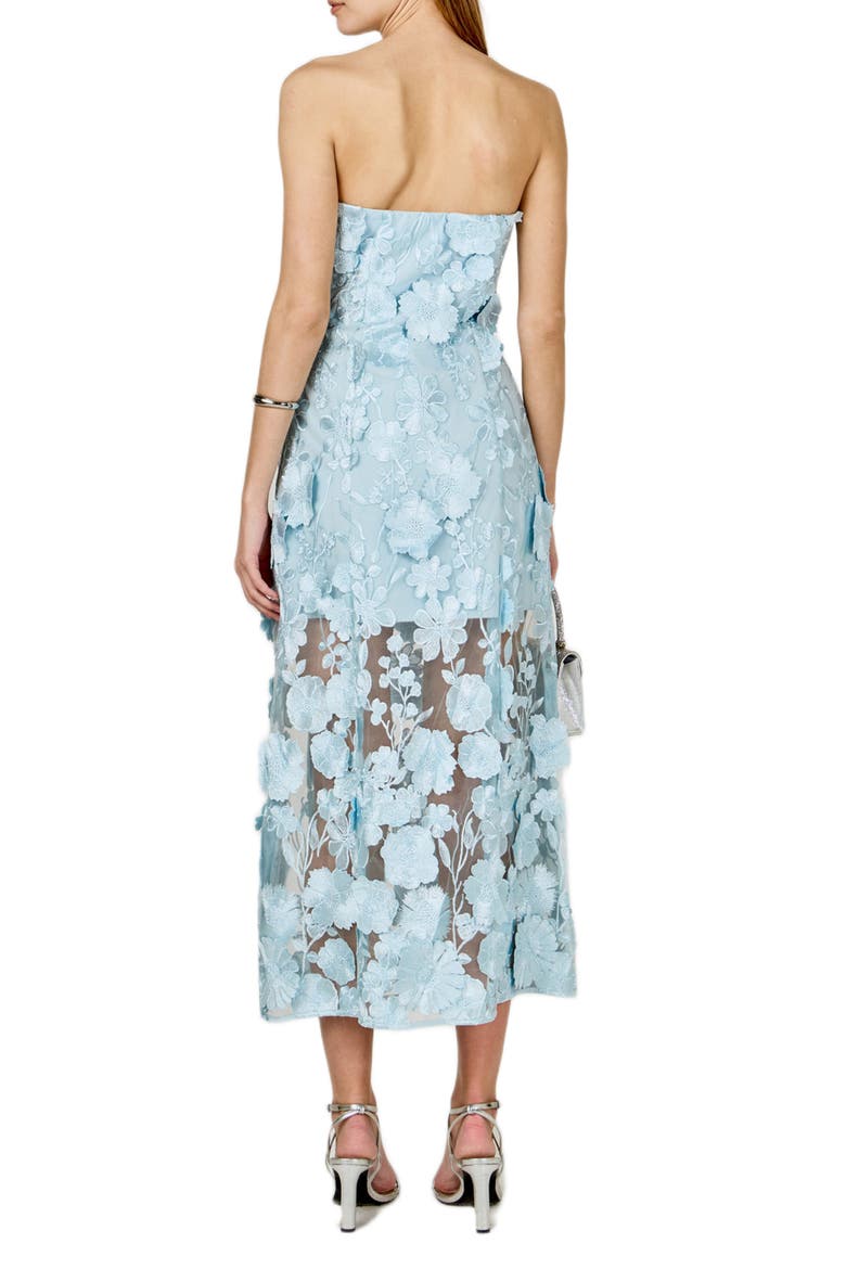 Floral Embroidery Strapless Dress, Alternate, color, ICY BLUE