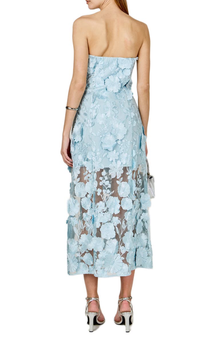 Endless Rose Floral Embroidery Strapless Dress, Alternate, color, Icy Blue