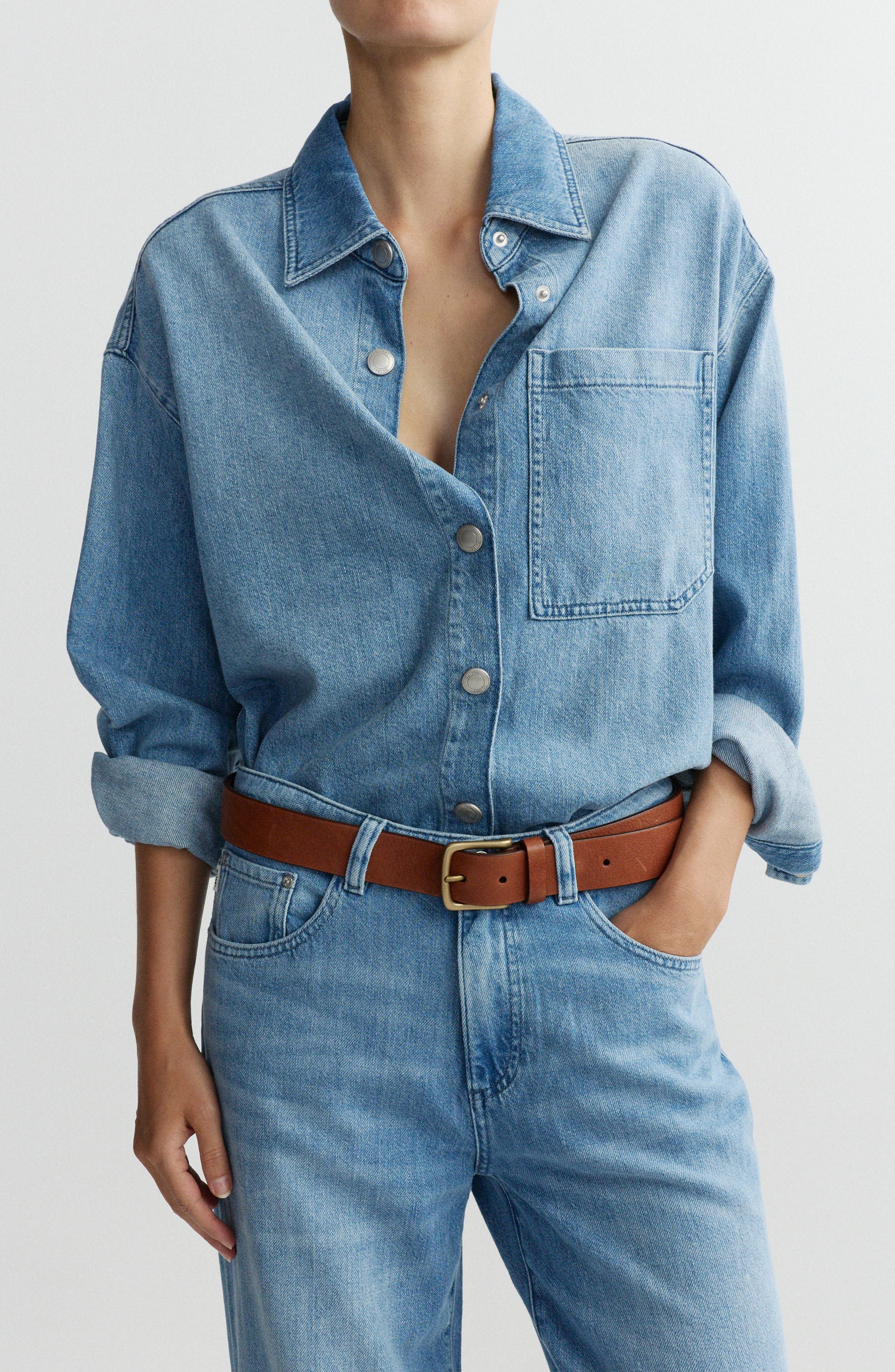 Addison Aura Snap Front Denim Overshirt