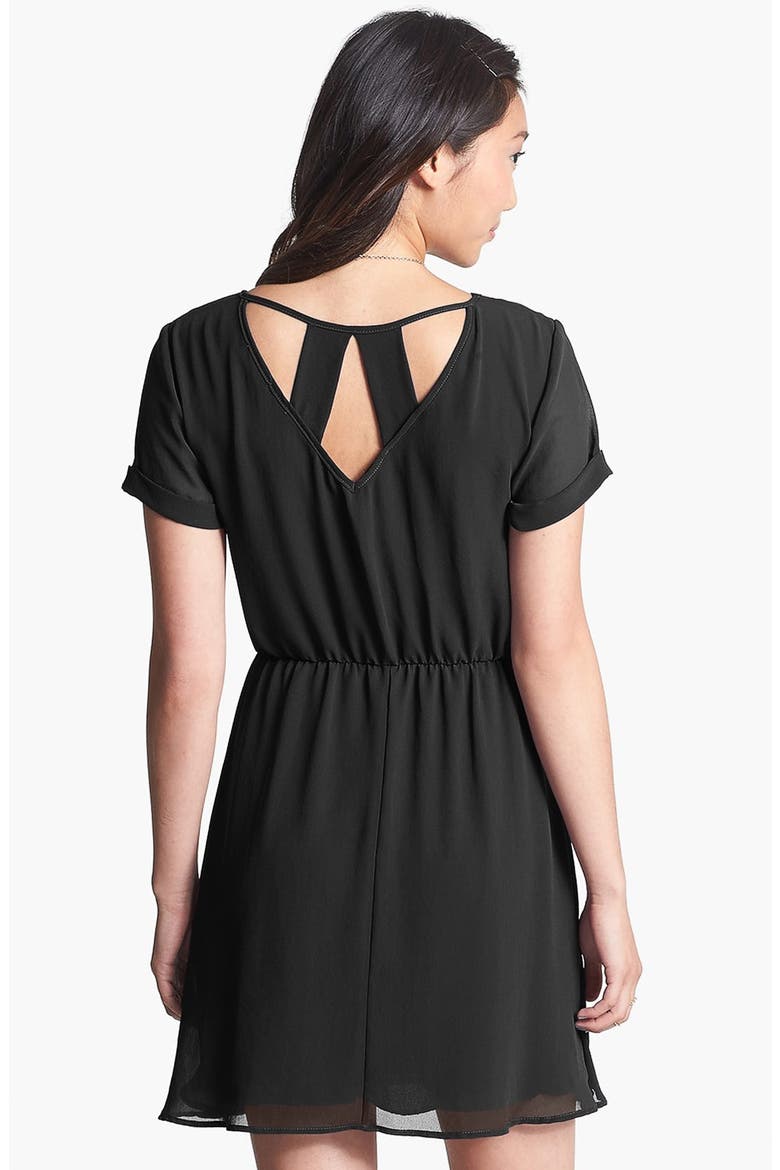 dee elle 'Milly' Chiffon Skater Dress, Alternate, color, BLACK