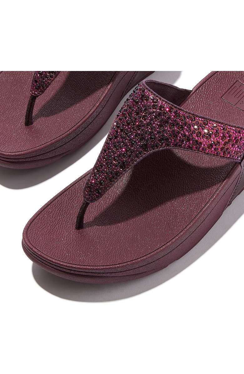 FitFlop Lulu Crystal Mix Toe Post Wedge Sandal, Alternate, color, Metallic Plumberry