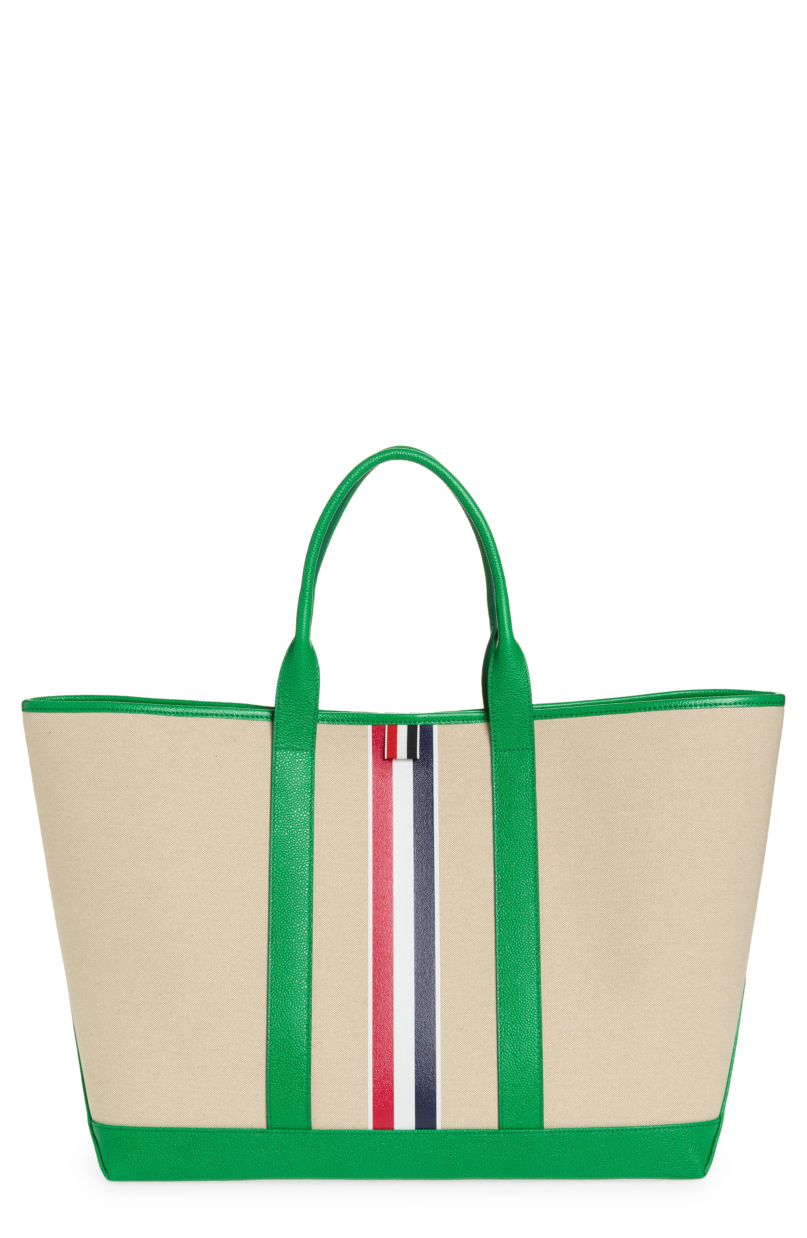 Thom Browne Medium Canvas & Leather Tool Tote, Main, color, Green
