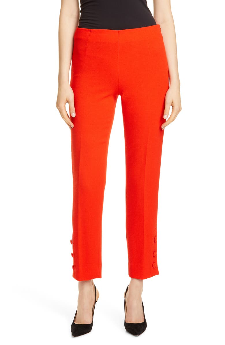 Lela Rose Button Cuff Pants, Main, color, 