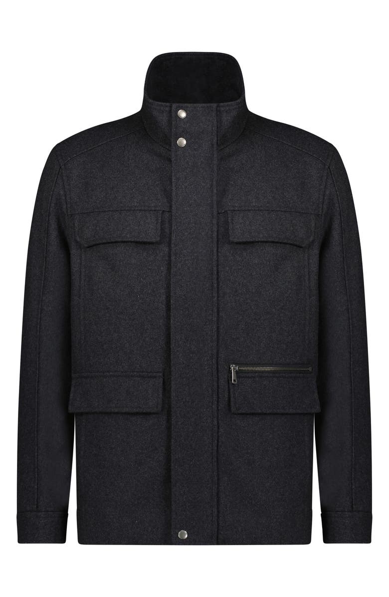 Cole Haan Signature Melton Wool Blend Field Coat, Main, color, Charcoal