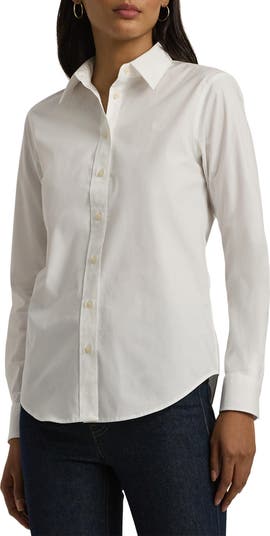 売れ筋商品|||ラルフローレン シャツ レディース トップス EASY CARE STRETCH COTTON SHIRT - Button-down blouse - white Lauren Ralph Lauren Easy Care Stretch Cotton Shirt | Nordstrom