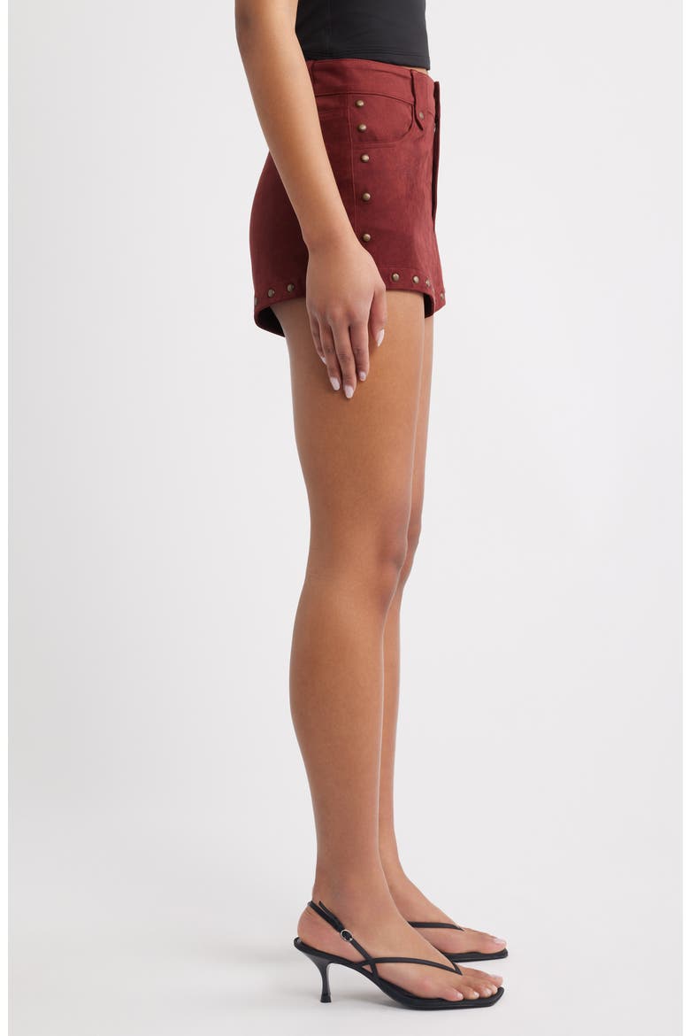 Studded Faux Suede Shorts, Alternate, color, BARDOT