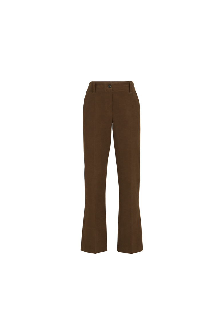 Stretch cotton moleskin cigarette trousers, Alternate, color, Cocoa