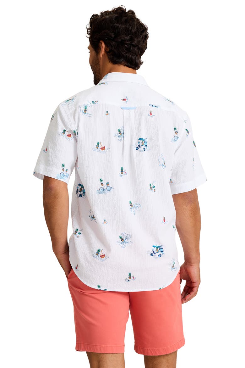 Nova Wave Pineapple Pete Short Sleeve Seersucker Button-Up Shirt, Alternate, color, WHITE