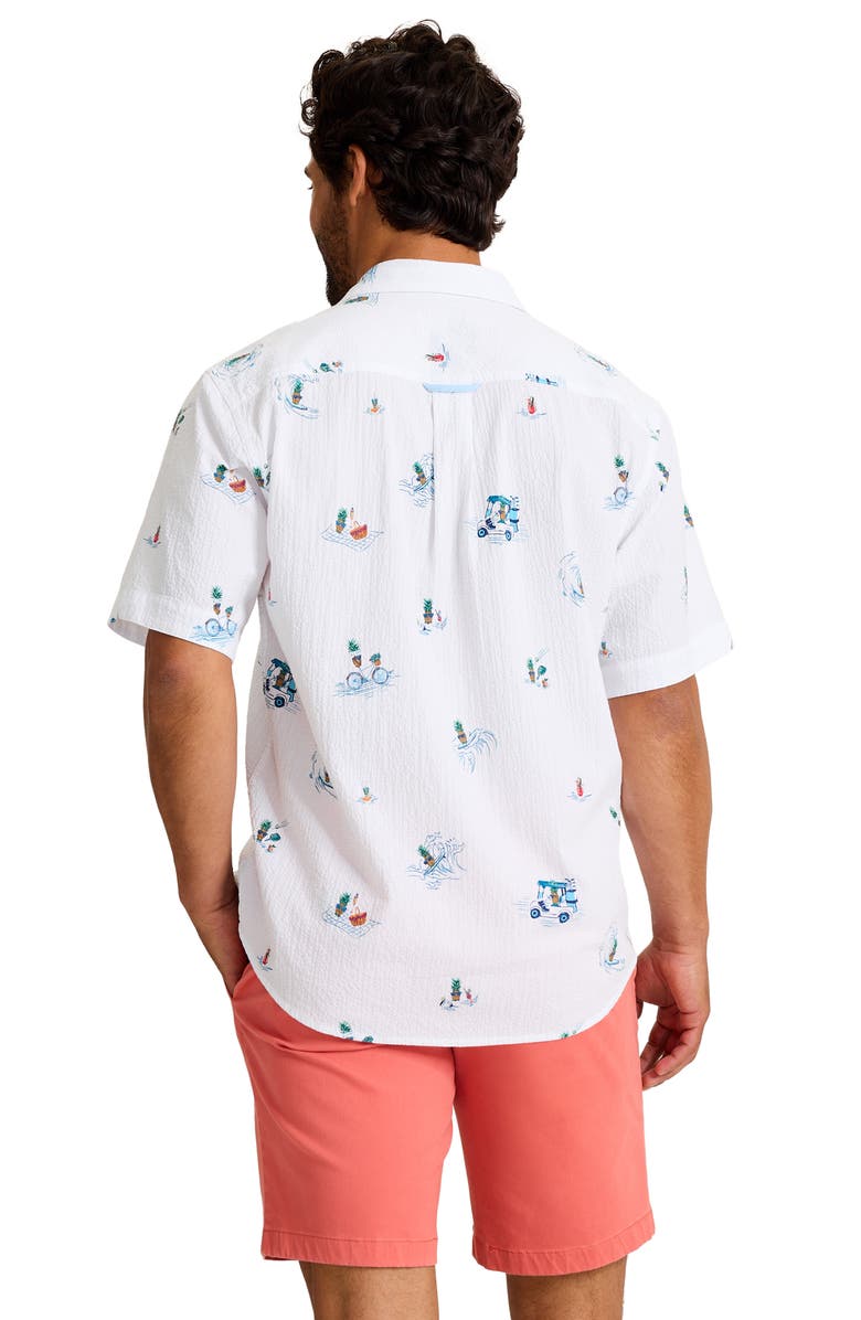 Tommy Bahama Nova Wave Pineapple Pete Short Sleeve Seersucker Button-Up Shirt, Alternate, color, White