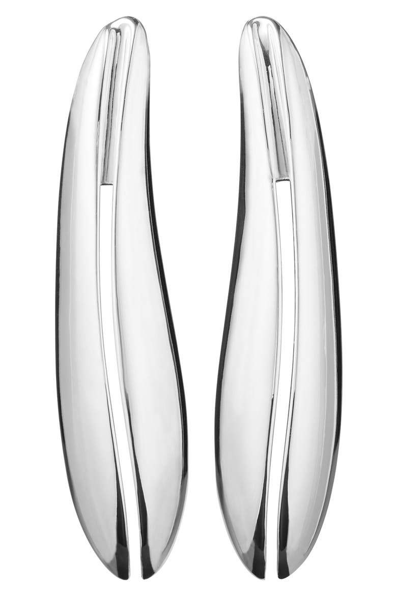 Elongated Wave Drop Clip-On Earrings, Main, color, LIGHT SILVER