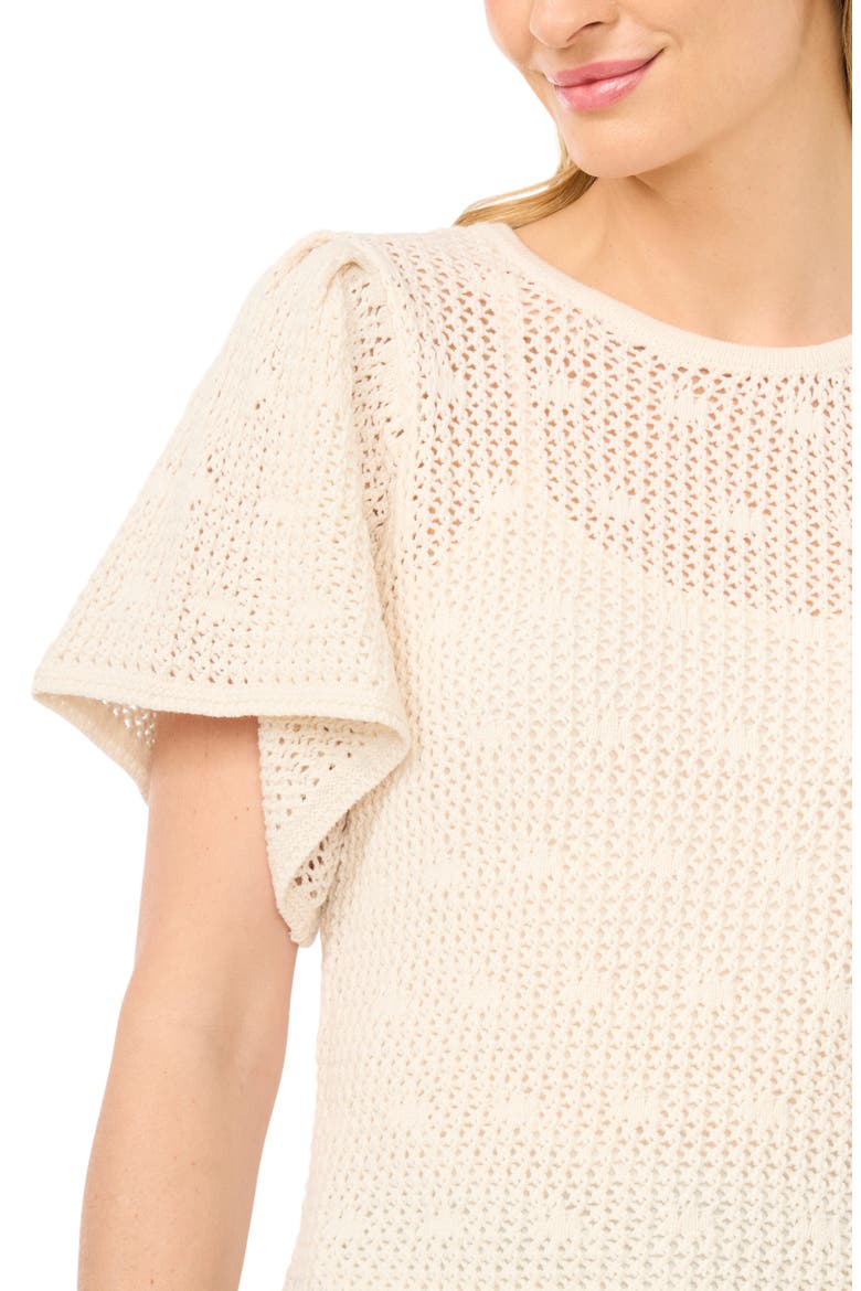 Short Sleeve Sweater, Alternate, color, EGGNOG