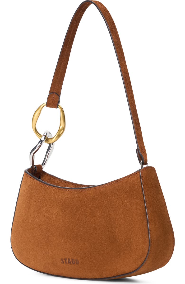 STAUD Ollie Suede Shoulder Bag, Main, color, Tabac