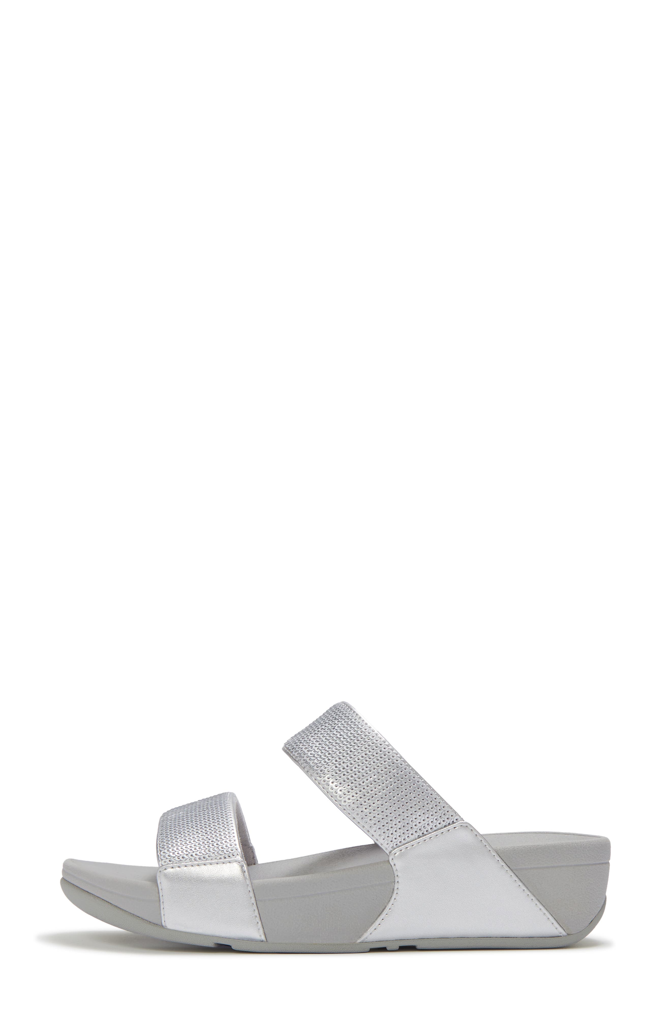 Lulu Sequin Slide Sandal, Alternate, color, SILVER