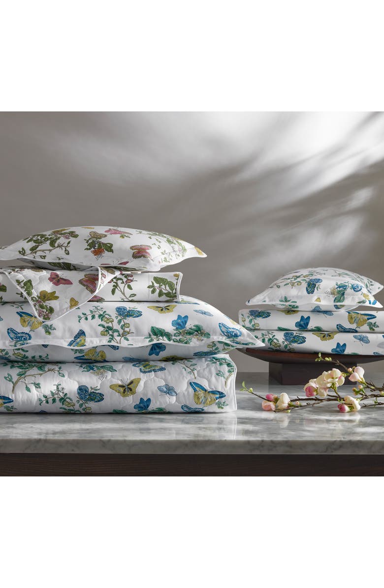 Matouk Baudin Butterfly 500 Thread Count Quilt, Alternate, color, Prussian Blue
