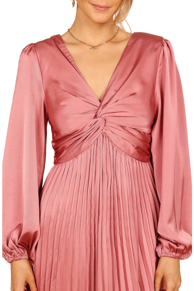 pleated satin oversized sleeve midi dress Black Pleated Satin Oversized Sleeve Midaxi Dress