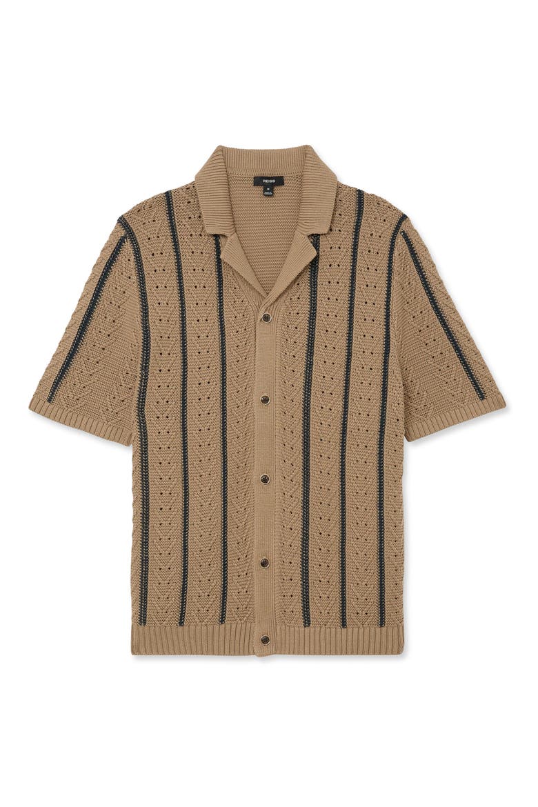 Ellingham Striped Short Sleeve Sweater, Alternate, color, LIGHT CAMEL