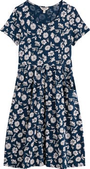 Seasalt Cornwall Enor Floral Print Organic Cotton Fit & Flare Midi Dress