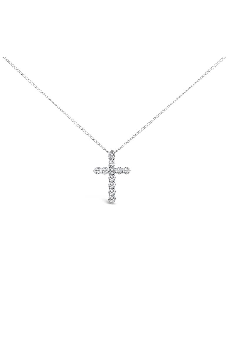 14K Gold 1/2 Cttw Lab Grown Diamond 11 Stone Cross Pendant Necklace, Main, color, White