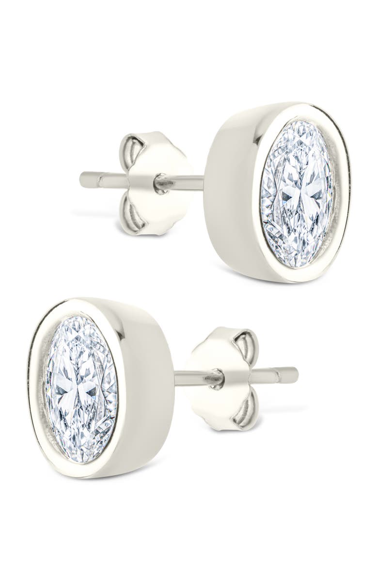 Sterling Forever Oval Cut Cubic Zirconia Stud Earrings, Alternate, color, 