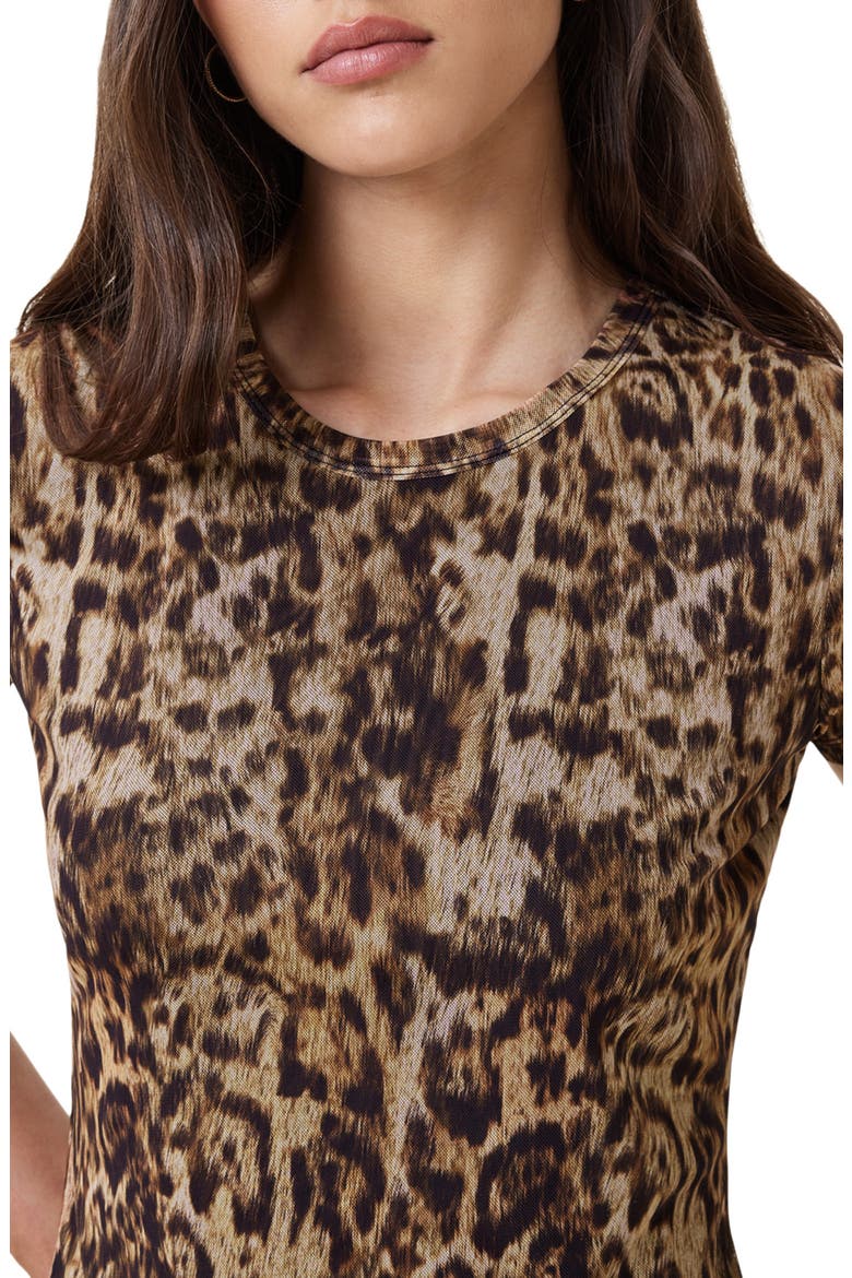 Ellie Leopard Print Mesh T-Shirt, Alternate, color, EVIA GOLDEN BROWN