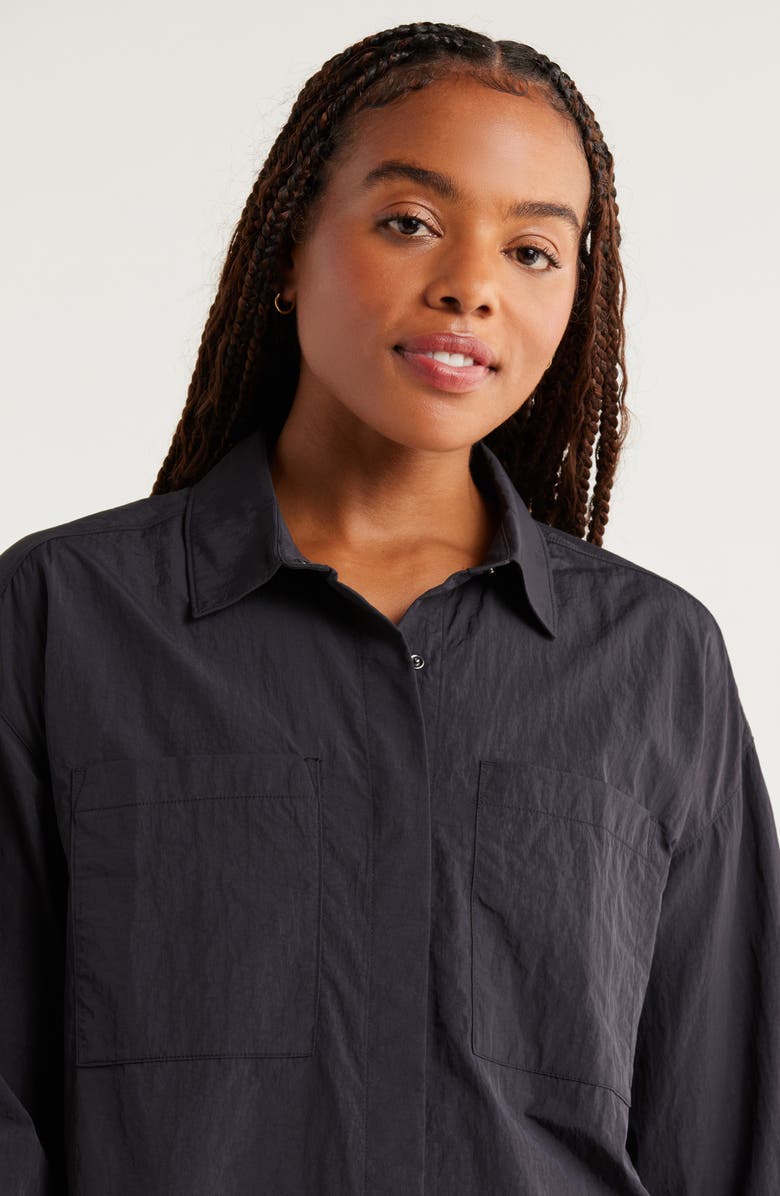 Zella Travel Lite Shirt Jacket, Alternate, color, Black