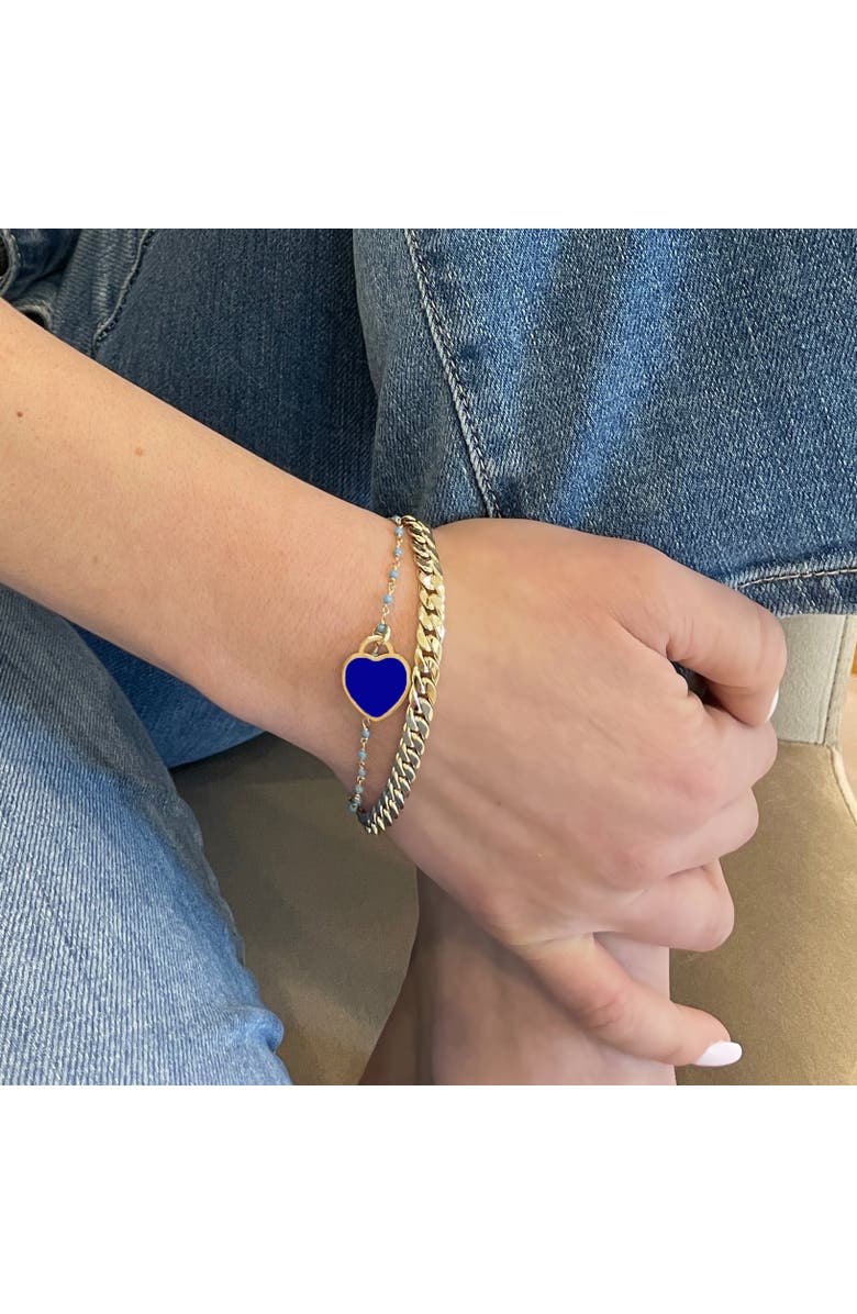 The Lovery Fine Jewelry Lapis Heart Padlock Charm, Alternate, color, Lapis