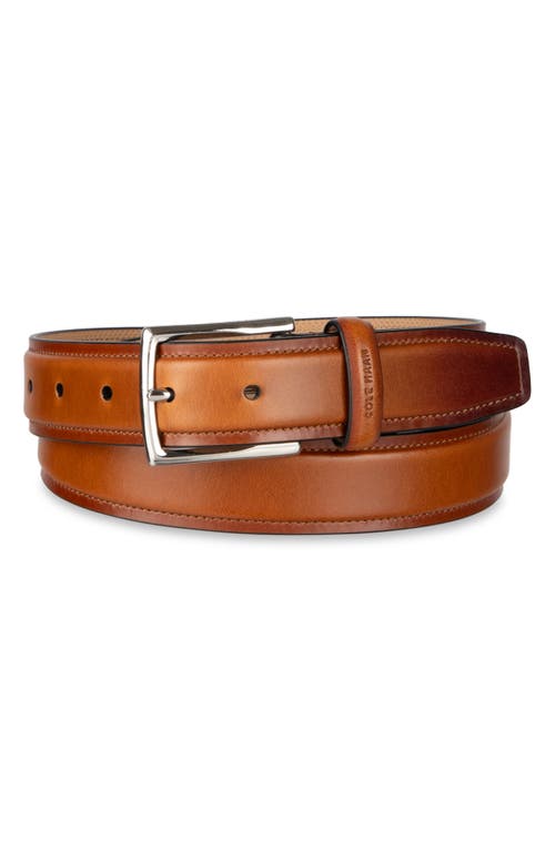Cole Haan Burnished Edge Leather Belt In Brown