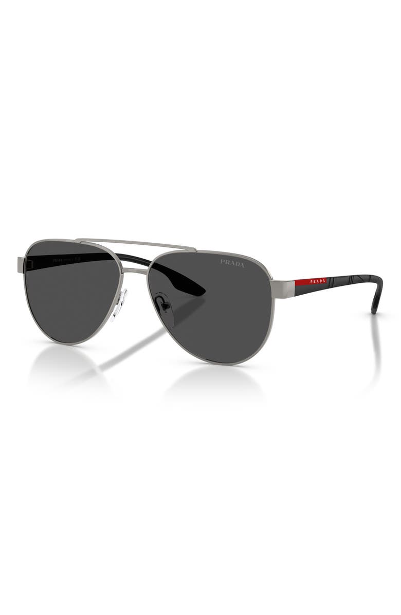 Prada Linea Rossa 58mm Polarized Pilot Sunglasses, Alternate, color, Gunmetal/ Dark Grey