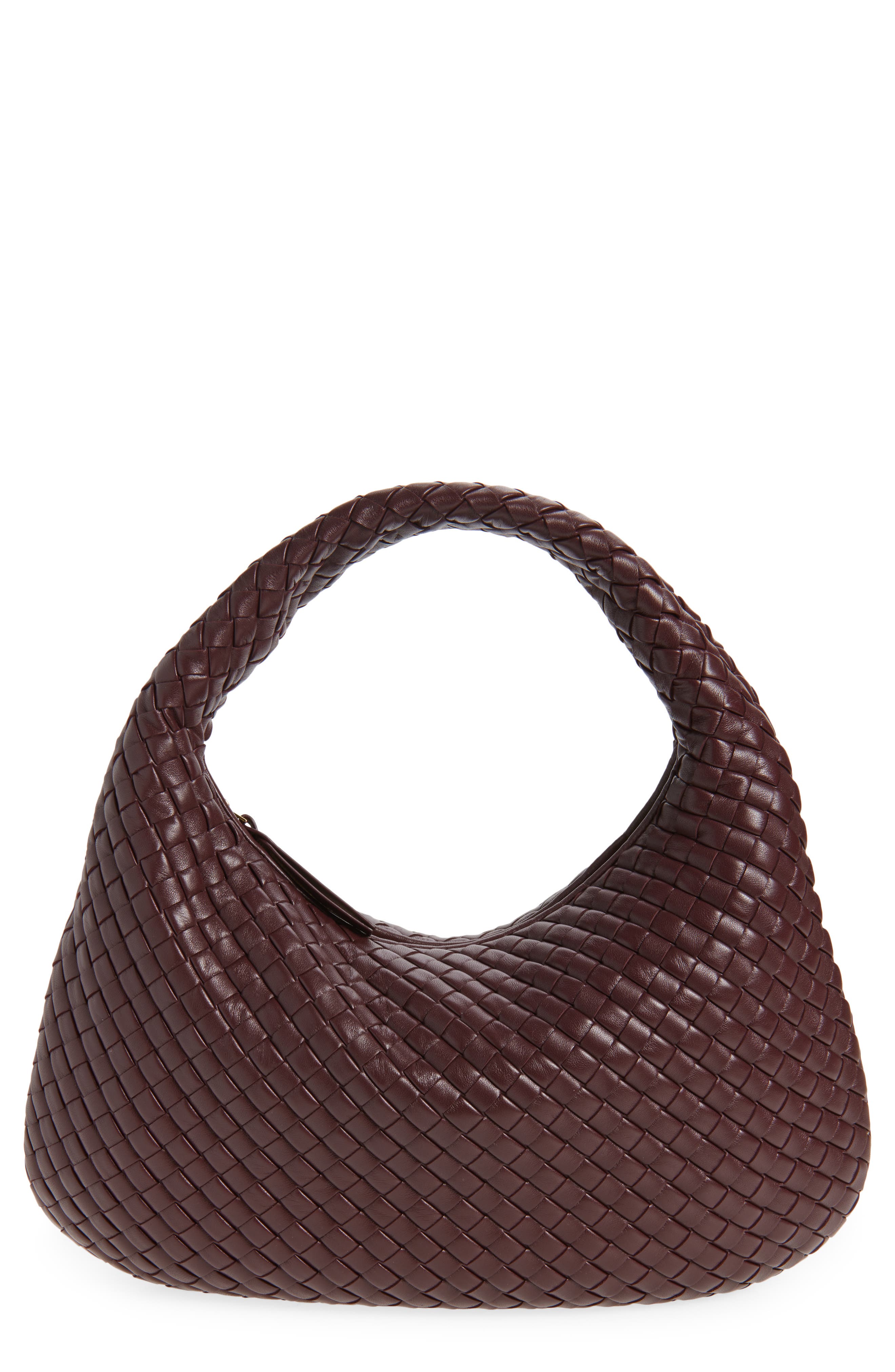 Bottega Veneta Borsa Intrecciato Leather Shoulder Bag, Main, color, 6147 Deep Mahogany-Mb